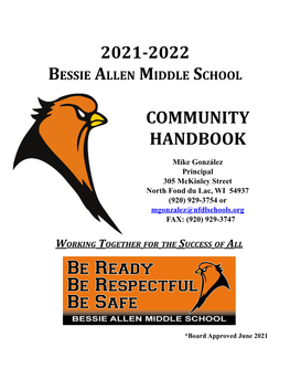 2021-2022 Bessie Allen Middle School Community Handbook