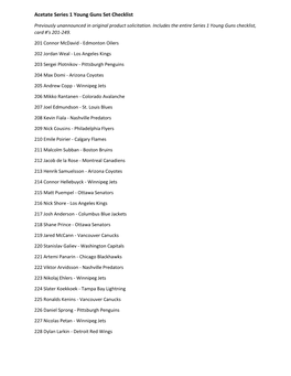 Acetate Series 1 Young Guns Set Checklist