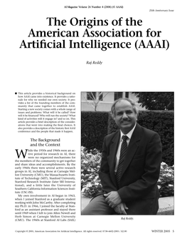 Origins of the American Association for Artificial Intelligence