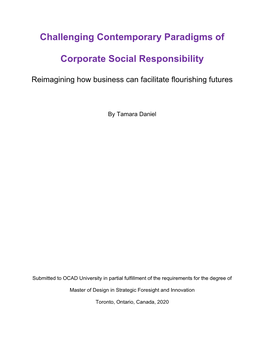 Challenging Contemporary Paradigms of Corporate Social