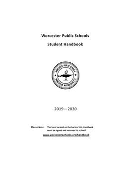 Worcester Public Schools Student Handbook 2019—2020