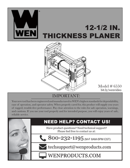 12-1/2 In. Thickness Planer