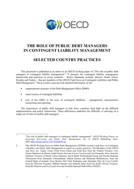 The Role of Public Debt Managers in Contingent Liability Management