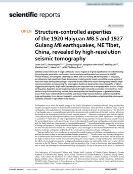 Structure-Controlled Asperities of the 1920 Haiyuan M8.5 and 1927