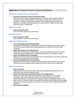 Appendix A: Surgical Procedure Terms and Definitions