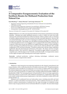A Comparative Exergoeconomic Evaluation of the Synthesis Routes for Methanol Production from Natural Gas