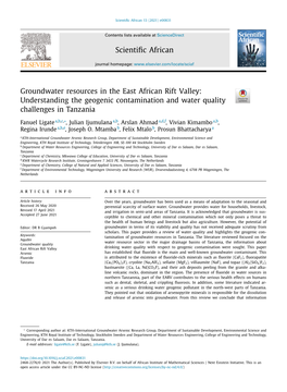 Groundwater Resources in the East African Rift Valley: Understanding the Geogenic Contamination and Water Quality Challenges in Tanzania