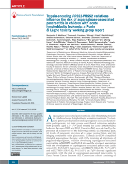 Trypsin-Encoding PRSS1-PRSS2 Variations