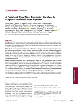 A Peripheral Blood Gene Expression Signature to Diagnose Subclinical Acute Rejection