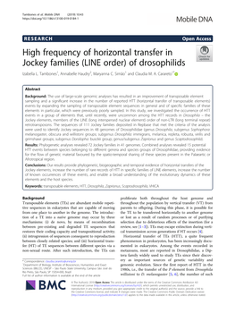 Downloaded Transcribed from an RNA Template Directly Onto a Consensus Sequences of Jockey Families Deposited in the Tambones Et Al