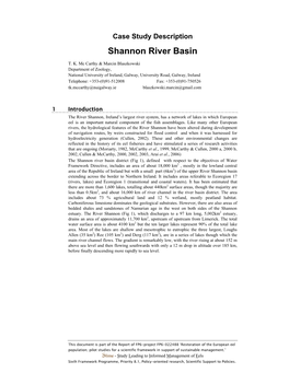 Case Study Description Shannon River Basin