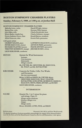Boston Symphony Orchestra Concert Programs, Season 108, 1988-1989