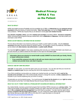 Medical Privacy: HIPAA & You As the Patient