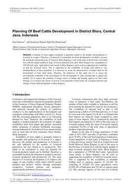 Planning of Beef Cattle Development in District Blora, Central Java, Indonesia