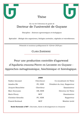 Aquilaria Crassna Pierre Ex Lecomte En Guyane : Approches Métagénomique, Biochimique Et Histologique