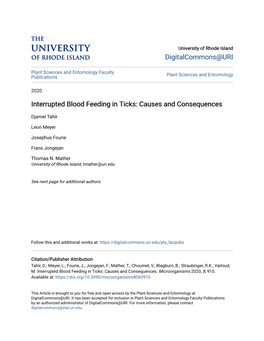 Interrupted Blood Feeding in Ticks: Causes and Consequences