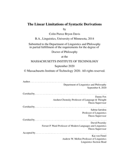 The Linear Limitations of Syntactic Derivations