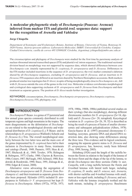 A Molecular Phylogenetic Study of Deschampsia (Poaceae: Aveneae