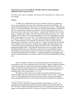 Performance of Trees in the 1990 NC-140 Apple Cultivar/Rootstock Planting: Additional Cultivars and Rootstocks1