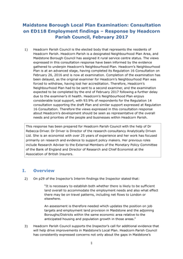 Headcorn PC Response to Employment Paper ED118