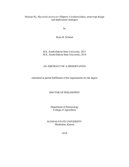 Hessian Fly, Mayetiola Destructor (Diptera: Cecidomyiidae), Smart-Trap Design and Deployment Strategies