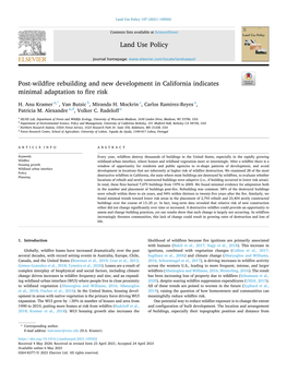 Post-Wildfire Rebuilding and New Development in California Indicates Minimal Adaptation to Fire Risk