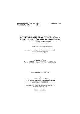 Orman Bakanlığı Yayın No : 135 ISSN 1300 – 395 X Müdürlük Yayın No : 231