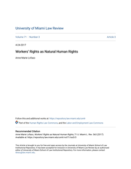 Workers' Rights As Natural Human Rights 567