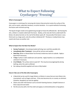 What to Expect Following Cryosurgery “Freezing”