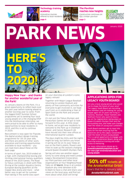 Park News Here's to 2020!