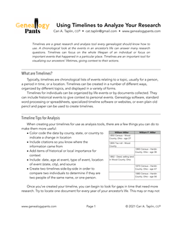 Using Timelines to Analyze Your Research Cari A