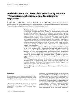 Aerial Dispersal and Host Plant Selection by Neonate Thyridopteryx Ephemeraeformis (Lepidoptera: Psychidae)