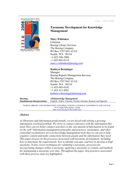 Taxonomy Development for Knowledge Management