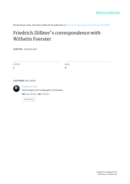 Friedrich Zöllner's Correspondence with Wilhelm Foerster