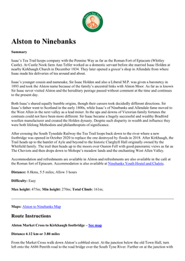 Alston to Ninebanks