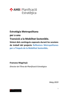 Estratègia Metropolitana Per a Una Transició a La Mobilitat Sostenible