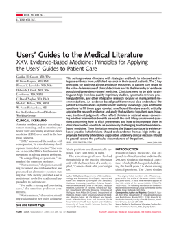 Users' Guides to the Medical Literature