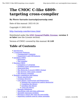 The CMOC C-Like 6809-Targeting Cross-Compiler