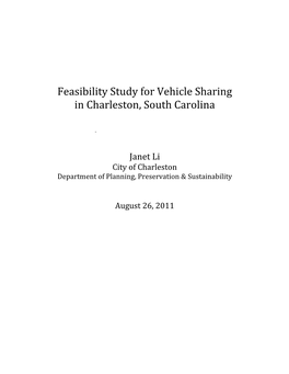 Feasibility Study for Vehicle Sharing in Charleston, South Carolina