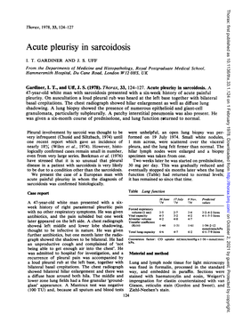 Acute Pleurisy in Sarcoidosis