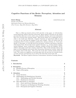 Cognitive Functions of the Brain: Perception, Attention and Memory