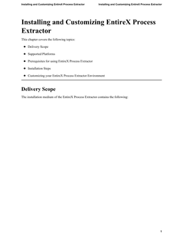 Installing and Customizing Entirex Process Extractor Installing and Customizing Entirex Process Extractor