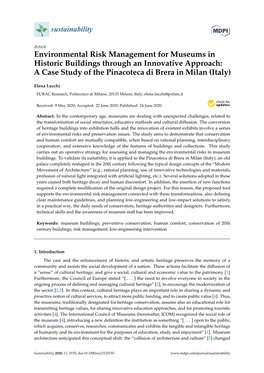 Environmental Risk Management for Museums in Historic Buildings Through an Innovative Approach: a Case Study of the Pinacoteca Di Brera in Milan (Italy)