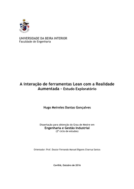 A Interação De Ferramentas Lean Com a Realidade Aumentada - Estudo Exploratório