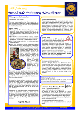 Brookside Primary Newsletter