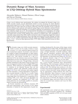 Dynamic Range of Mass Accuracy in LTQ Orbitrap Hybrid Mass Spectrometer