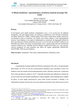 O Álbum Sandinista!: Agenciamentos E Fronteiras Musicais Do Grupo the Clash1