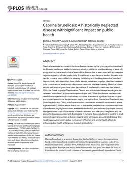 Caprine Brucellosis: a Historically Neglected Disease with Significant Impact on Public Health