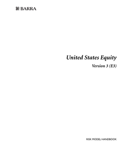 United States Equity (USE3) Model Handbook