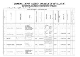 Details of Teaching New Staff